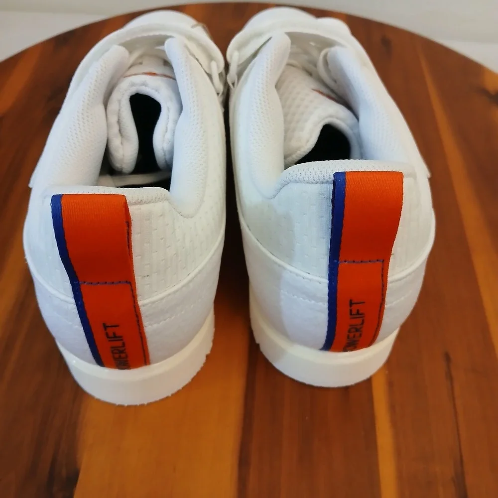 Adidas Powerlift 5 Mens 7.5 White Blue Adipower Training Weightlifting Shoes